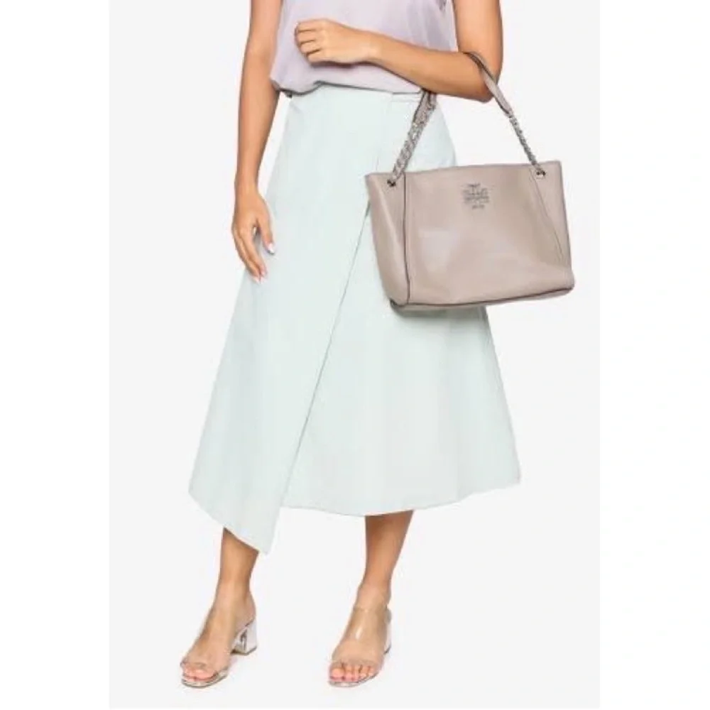 Tory Burch gray leather Britten Tote
